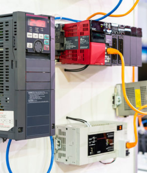 A custom VFD drive panel with multiple AC drives